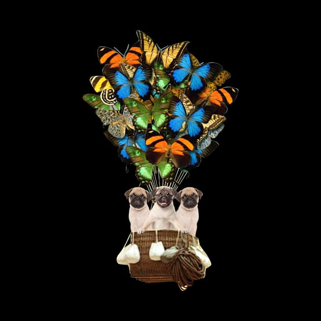 Pugs Dog Butterfly Hot Air Balloon by Antoniusvermeu