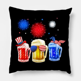 Beer Party Patriotic Red Blue Happy Independence Day Pillow
