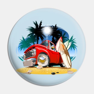 Vector cartoon retro pickup Pin