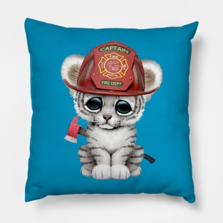 Cute White Tiger Cub Firefighter Pillow