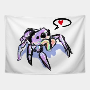 Pastel Jumping Spider Love Tapestry