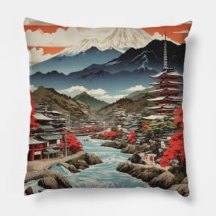 Shiga Japan Travel Vintage Tourism Poster Pillow