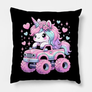 Monster Truck Unicorn Birthday Party Monster Truck Girl Pillow