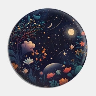 11. Celestial Bohemian Flowers Aesthetic Design Stars Moon Floral Cosmic Pattern Pin