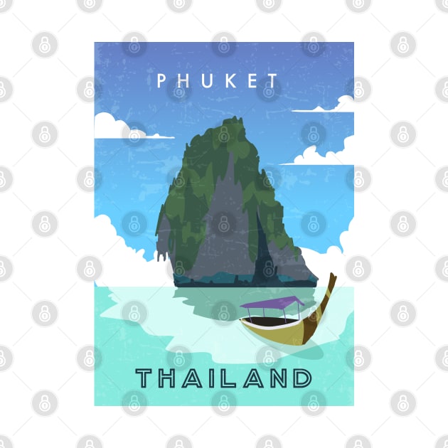 Phuket, Thailand. Retro travel poster by GreekTavern