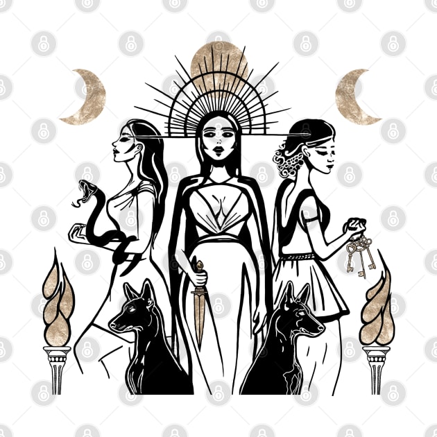 Hecate, Triple Moon Goddess, Goddess of Witchcraft and Magic by Witchling Art