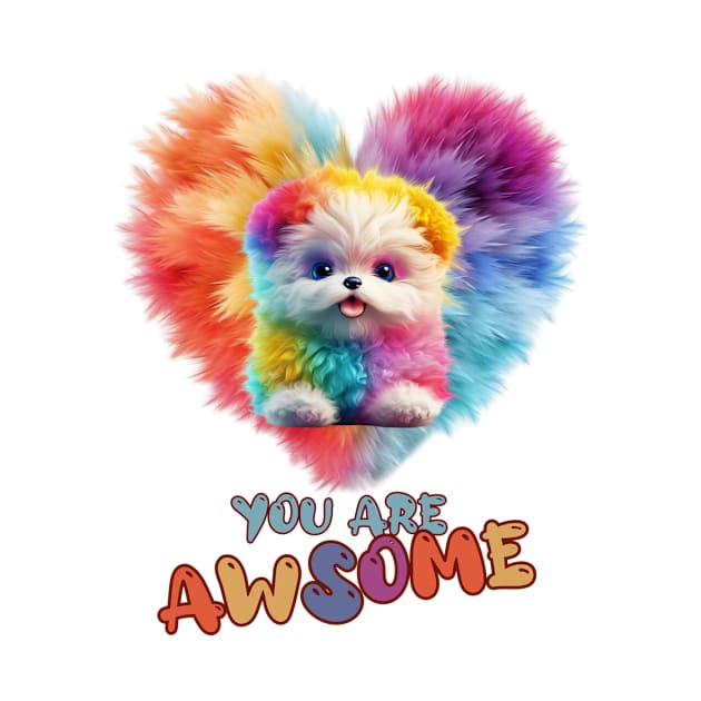 Fluffy: "You are awsome" collorful, cute, furry animals by HSH-Designing