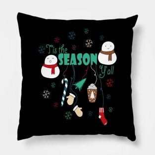 Tis the Season New Year Snowman tree Vibes coffee Love Cute Holiday Gift Pillow