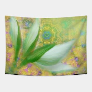 Bauhinia buds against textured green background Tapestry