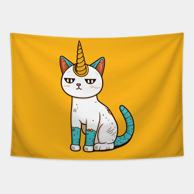 The Unique, Awesome and Magic Unicorn Cat Tapestry by bestcoolshirts