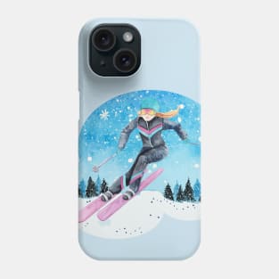 Lispe Skier Pastel Woman Skiing Phone Case