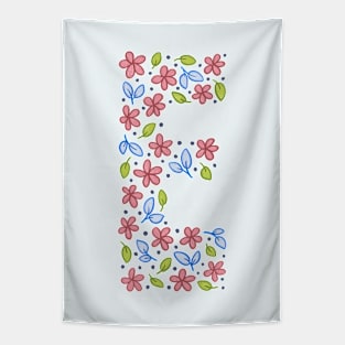 Floral Monogram Letter E - pink and blue Tapestry