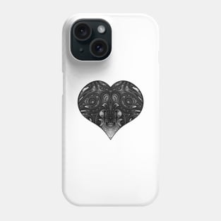 Fractal Romance and Love Heart Series Silver and Black Swirls Phone Case
