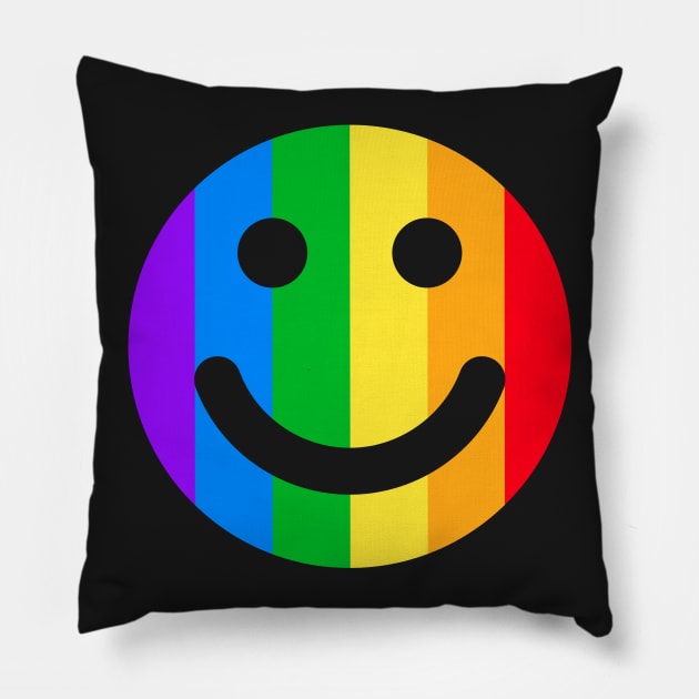 Gay Happy Face Rainbow LGBT Pillow by RadStar