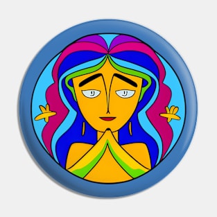 Vibrant 70s Style Planet Earth Spirit Mother Gaia (MD23ERD008) Pin