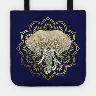 Golden Mandala Elephant Tote