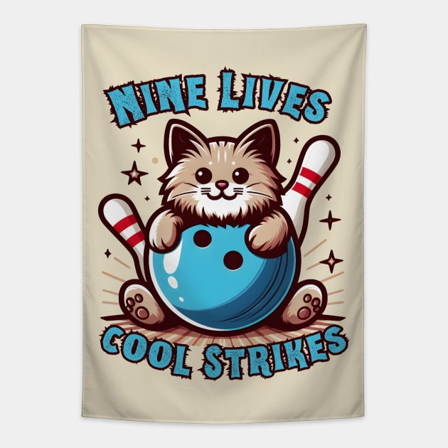 Bowling cat Tapestry by Japanese Fever