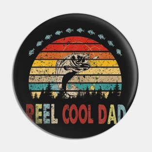 Vintage Retro Reel Cool Dad Fishing Hunting Father Day Pin