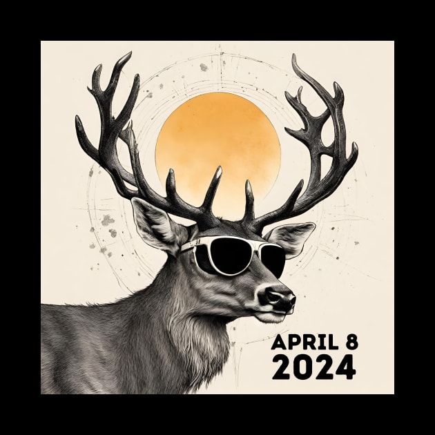 2024 Solar Eclipse Deer In The Sun and Moon by Little Duck Designs