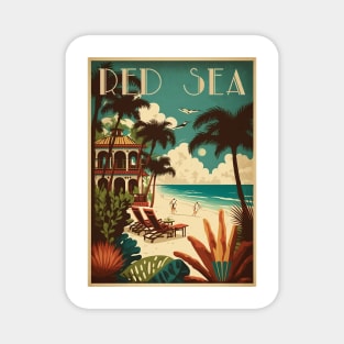 Red Sea Beach Resort Vintage Travel Art Poster Magnet