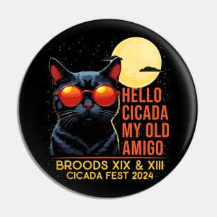 Hello Cicada My Old Amigo - Insect Invasion Broods XIX & XIII Pin