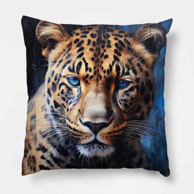 Amazing Zoo Leopard in Hyperrealistic Oil Paint Pillow by ABART BY ALEXST 