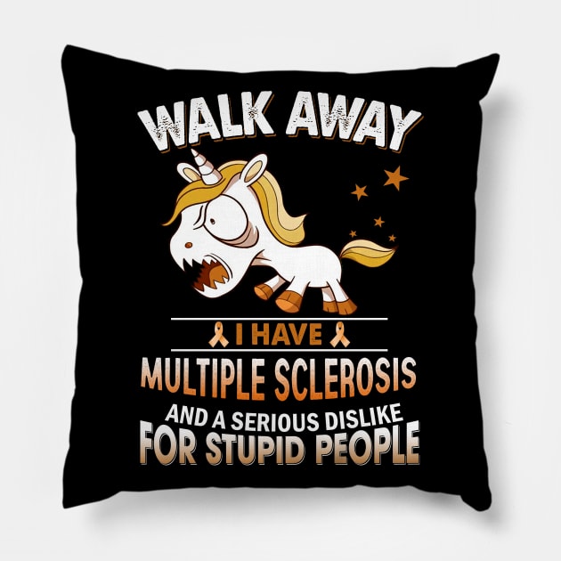 funny multiple sclerosis grumpy unicorn warrior Pillow by TeesCircle