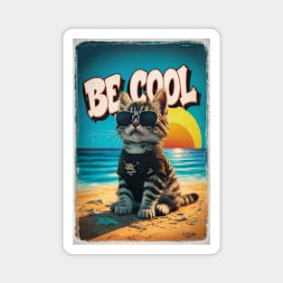 Be Cool Kitty Summer Beach Cat Magnet