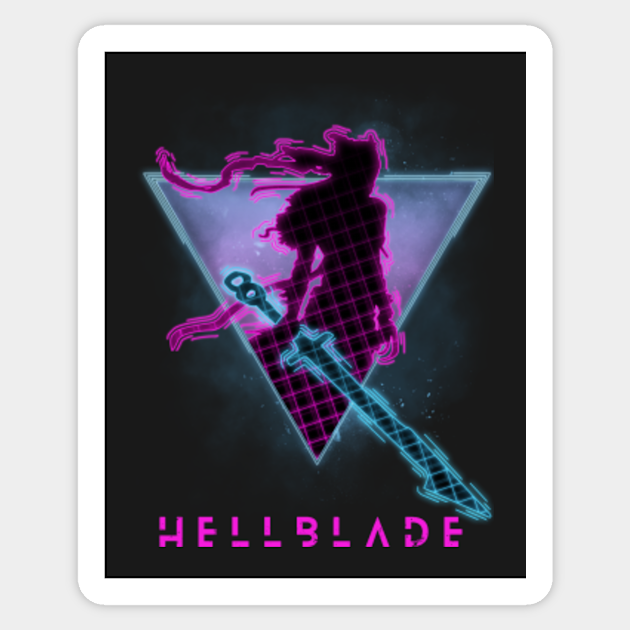 Retro 80s Futuristic Hellblade - Game - Hellblade - Sticker