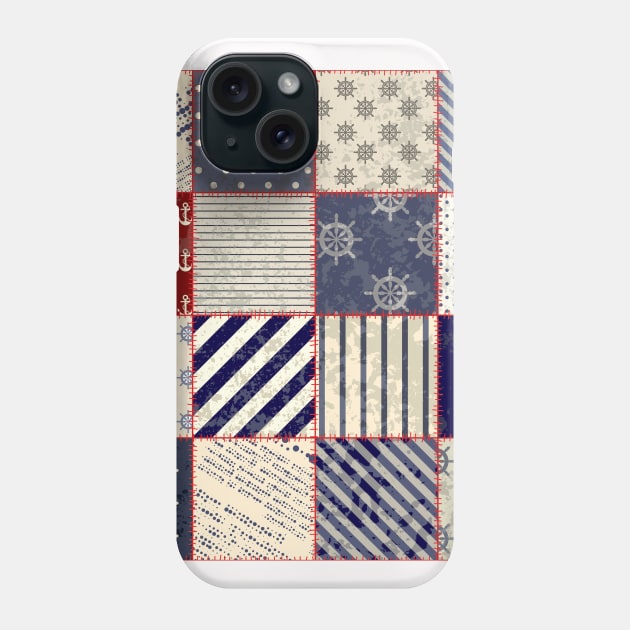 Patchwork Quilt Neck Gator Red and Blue Nautical Patchwork Phone Case by DANPUBLIC