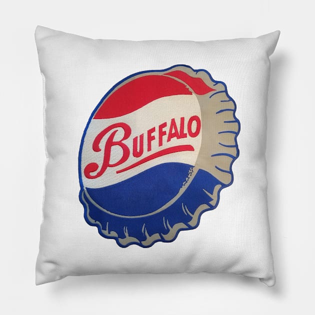 Vintage Buffalo Bison Logo Pillow by DirtyD