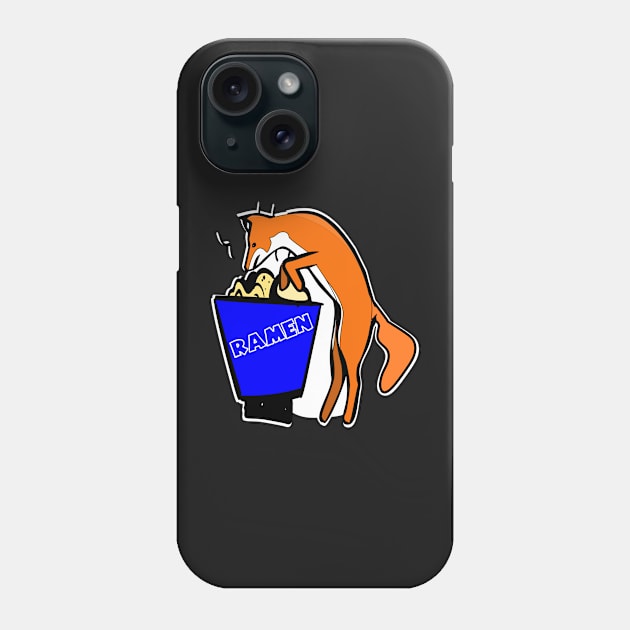 Kawaii Fox eating Ramen Noodles Phone Case by Redmanrooster