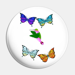 Hummingbird and Butterfly Design Pin