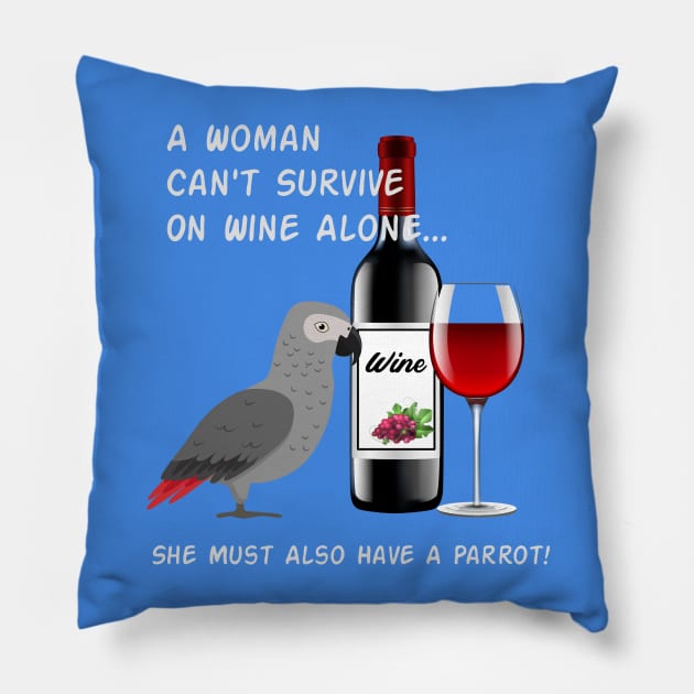 African Grey Parrot Wine Loving Drinking Pillow by Einstein Parrot