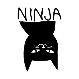 "Ninja Cat" Funny Hand-Drawn T-Shirt | Playful Feline Twist on the Ninja Theme T-Shirt