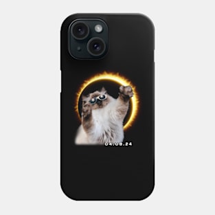 Solar Ragdoll Encounter: Fashionable Tee with Ragdoll Cats During Eclipse Phone Case