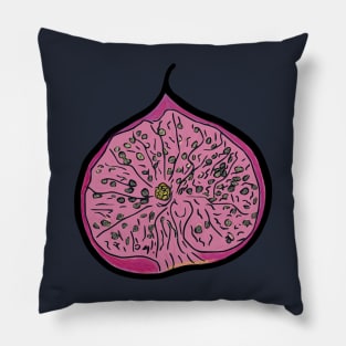 Colourful, cut open, hand drawn fig. Seeds and flesh detailed. Pillow