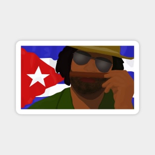 Funny Cuban Smelling Cigar, Cuban Flag on the Background Magnet