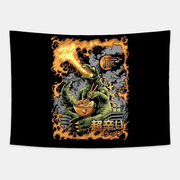 Ramen Zilla Hell Level Tapestry by polkadothero