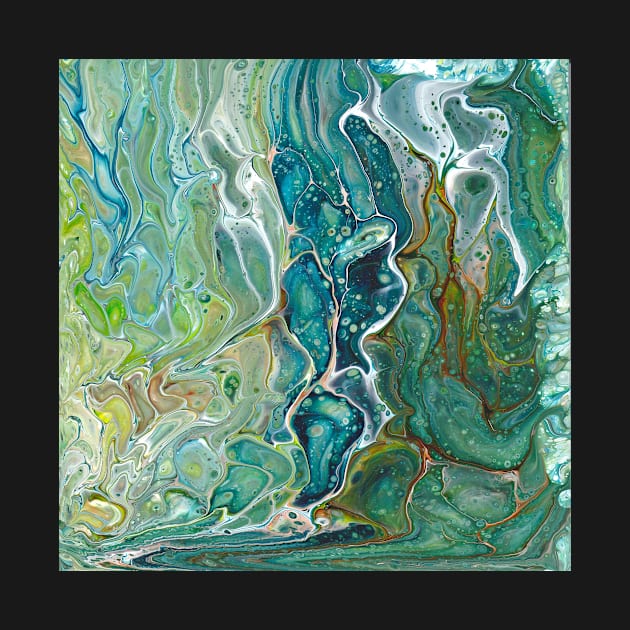 Poured acrylic paints green blues by kittyvdheuvel