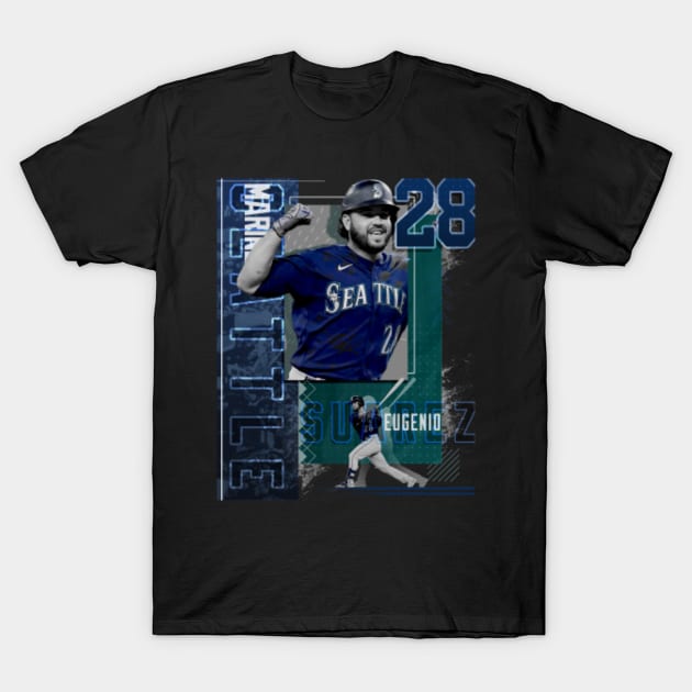 Eugenio Suarez Baseball Paper Poster Mariners 2 - Eugenio Suarez - T-Shirt