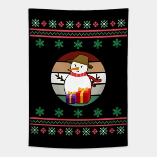 Snowman Faux Ugly Christmas Sweater Funny Holiday Design Tapestry