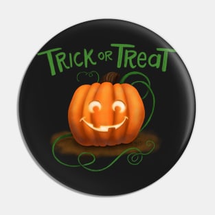 Halloween Trick or Treat Jack-o-Lantern Green Pin