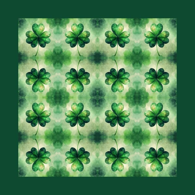 Emerald Shamrock Watercolor Reflective Pattern by Frim-Design