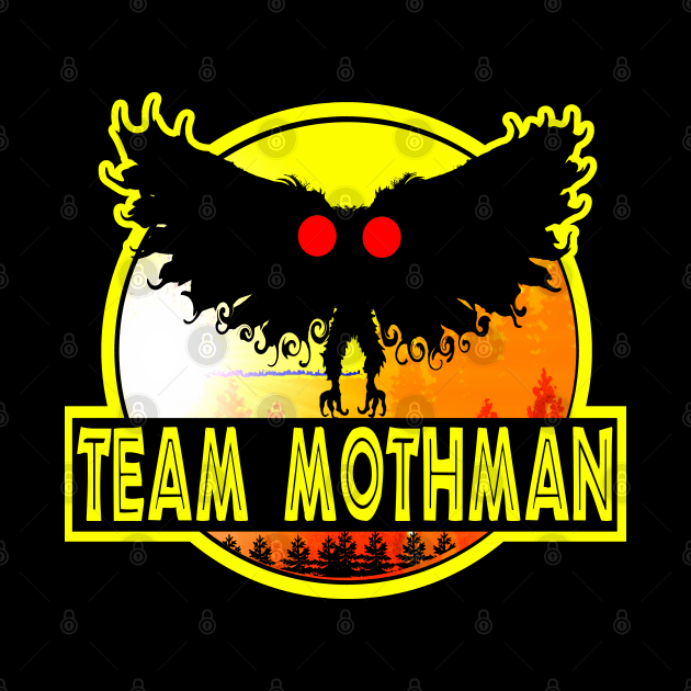 Team Mothman West Virginia Wing Humanoid Moth Retro Jurassic Vintage Style Funny by National Cryptid Society