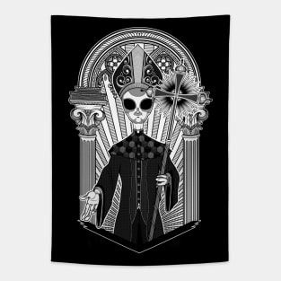 The alien Pope - Black version Tapestry