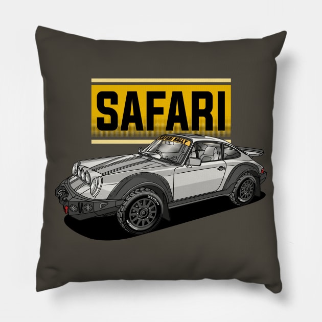 911 Safari Rally Sports Car Pillow by Guyvit