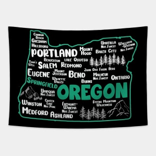 Cute map of Springfield Oregon, Portland, Salem, Eugene, Bend, Ontario, Medford Tapestry