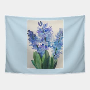 Three blue hyacinths watercolour painting Tapestry