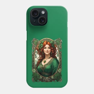 St.Patrick's Day retro vintage Irish woman shamrock design Phone Case